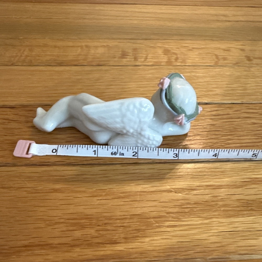 Vintage Cottagecore Rose Pink Floral Porcelain Toothbrush Holder & Angel Figure - Picture 10 of 10